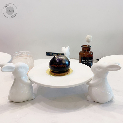 Ceramic rabbit Plate Chinaware Ceramic bunny dish dinner plates cake stand tableware porcelain tray decorative Rabbit cake plate ► Photo 1/6