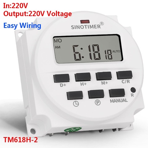 SINOTIMER TM618H-2 220V AC Digital Time Switch Output Voltage 220V 7 Day Weekly Programmable Timer Switch for Lights Application ► Photo 1/6