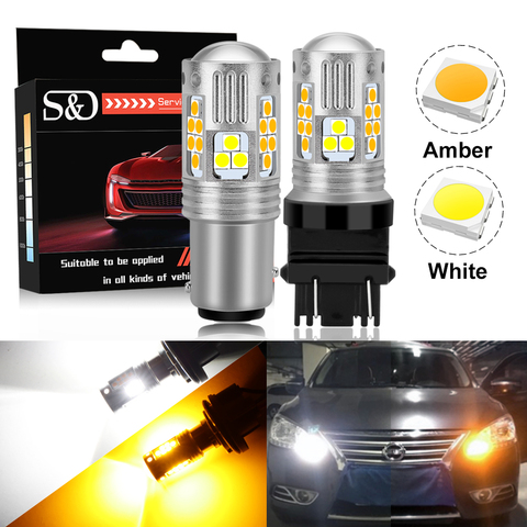 2PCS Switchback LED Bulb For Turn Signal / DRL Car Light T20 Led 7443 W21/5W 1157 BAY15D P21/5W T25 3157 P27/7W Amber White Lamp ► Photo 1/6
