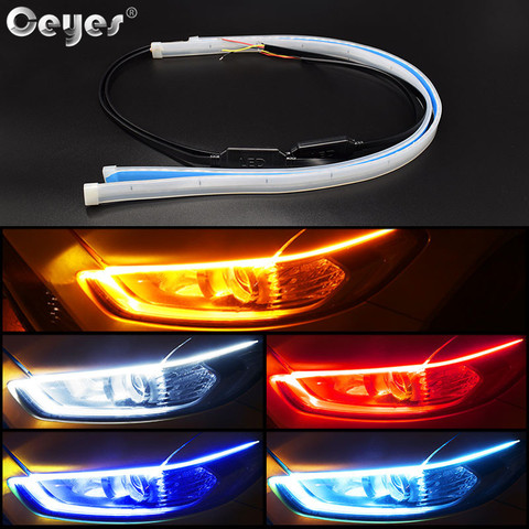 Ceyes 2pcs Led DRL Daytime Running Lights Turn Signal DRL Led Strip Car Light Accessories Brake Side Lights Headlights For Auto ► Photo 1/6