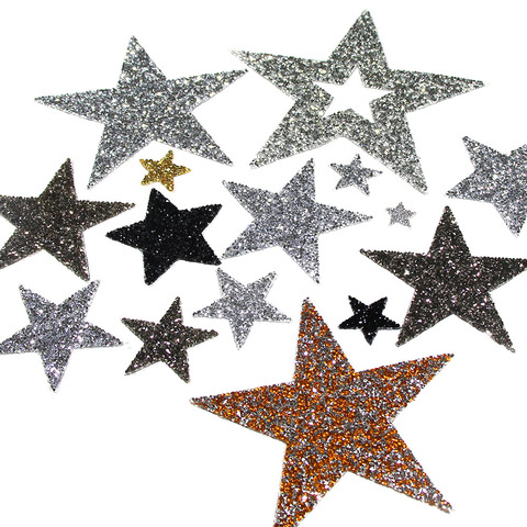 Star Rhinestone Mixed Size Patch Iron On Bling Embroidered Patch Thermo Stickers On Clothes 5Color Sequin Patches For ClothesDIY ► Photo 1/6
