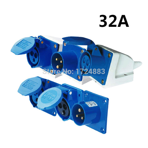 32A 3 pole connector Industrial male&female sockets SF-123/SF-323/SF-423/SF-523/SF-623/SF-123L waterproof IP44 220-240V~2P+E ► Photo 1/6