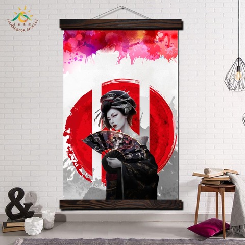 Red Sun Geisha Japan Art Modern Wall Art Print Pop Art Picture And Poster Hanging Scroll Canvas Painting Picture Home Decoration ► Photo 1/6