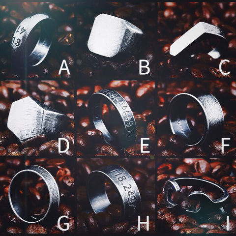 Beier 316L Stainless Steel high polish  kinds of geometric shapes  Antique silver colour fashion jewelry for men and women ring ► Photo 1/6