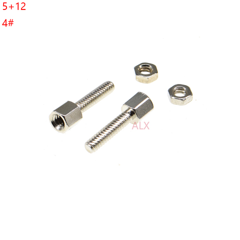 20SETS 5+12MM Hex head Spacing Screws with nut STANDOFF SPACER 5MM+12MM for D-Sub VGA DB9 DB15 DB25 RS232 COM serial connector ► Photo 1/3