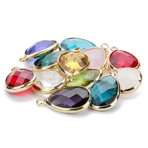 Wholesale Water Drop Charms Quartz Crystal Opal Blue Purple Birthstone Pendants for Necklace Bracelets DIY Jewelry Connectors ► Photo 1/6