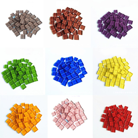 100g Assorted Color Square Clear Glass Mosaic Tiles for DIY Crafts