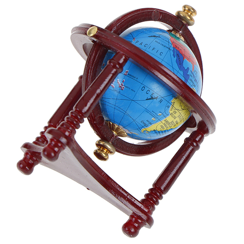 1:12 Miniature Dollhouse Dollhouse Rolling Globe With Wood Stand Study Livingroom Bedroom Reading Room Furniture Accessory ► Photo 1/6