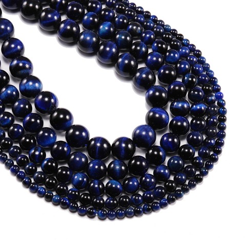 1strand/lot 4 6 8 10 12 mm Natural Stone Blue Lapis Lazuli Tiger Eye Agat Round Beads Loose Spacer Bead For Jewelry Making DIY ► Photo 1/5