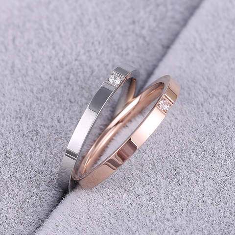 KNOCK Top Quality Concise Zircon Wedding stainless steel material Rose Gold Steel color Ring Never Fade  Jewelry ► Photo 1/6
