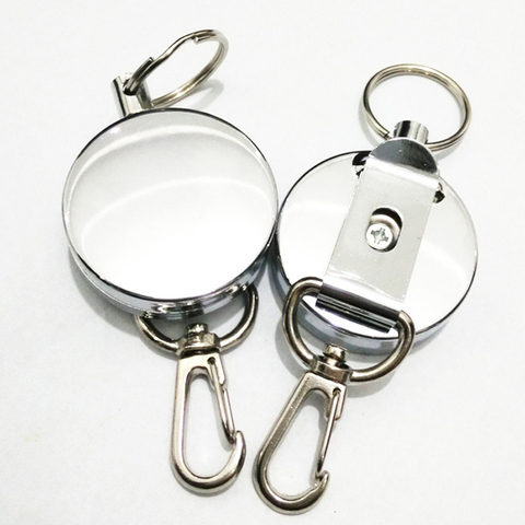 New Retractable Pull Key Ring ID Badge Lanyard Name Tag Card Holder Recoil Reel Belt Clip Metal Housing Metal Covers ► Photo 1/3