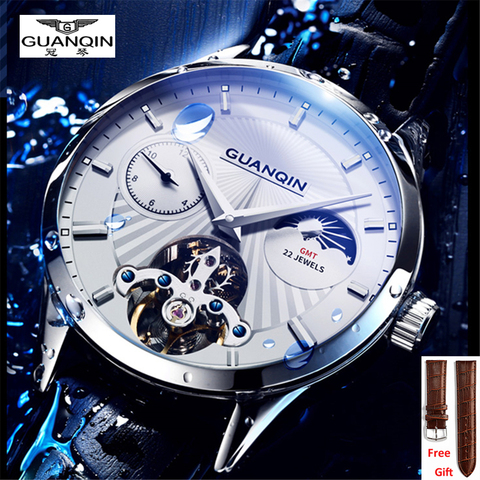 GUANQIN Original Men's Automatic Mechanical Watch 5AMT Waterproof multi-time zone Luxury automatic flywheel movement men Watches ► Photo 1/6