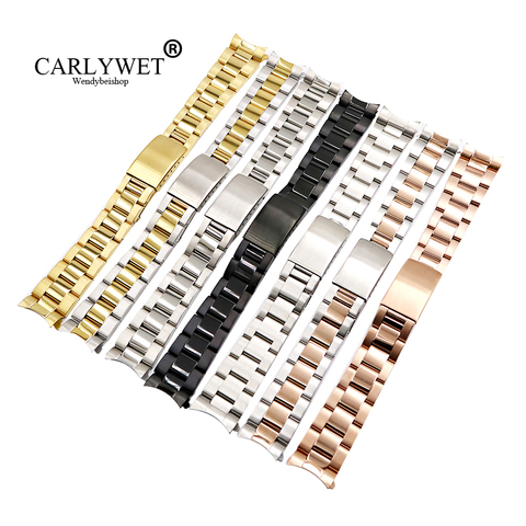 CARLYWET 13 17 19 20mm 316L Stainless Steel Two Tone Rose Gold Silver Watch Band Strap Oyster Bracelet For Datejust ► Photo 1/6