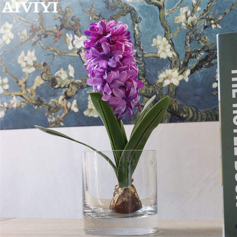 1 PCS Artificial Flower Hyacinth with Bulb Home Garden wedding Table DIY simulation leaf Decorative Flowers accessorie plant ► Photo 1/5