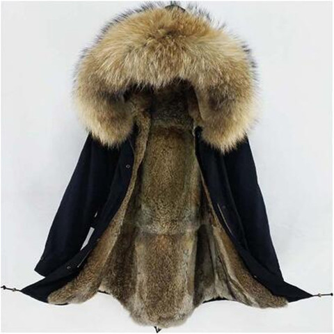 New Winter Men's Natural Big Raccoon Fur Long Parka Overcoat Real Fur Hooded Coat Casual Army Tactical Jackets Brand Warm Male ► Photo 1/1