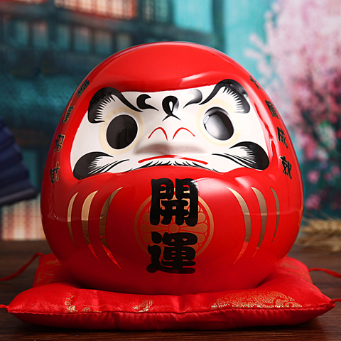 Japanese Ceramic Daruma Money Box Fortune Ornament Luck Statue Feng Shui Figurines Centerpiece Home Decoration 7.5 inch\19 cm ► Photo 1/6