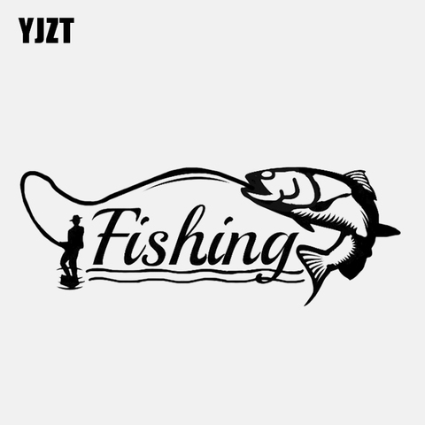 YJZT 15.5*5.7CM Funny Fishing Hunter Decor Car Modelling Sticker Vinyl Silhouette C12-1608 ► Photo 1/6