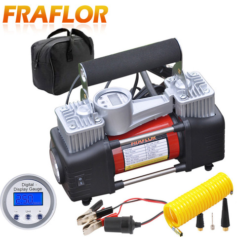 12V Air Compressor For Cars SUV Light Trucks High Pressure Air Pump Twin Cylinder Metal Inflatable  Auto Electric Tire Inflator ► Photo 1/6