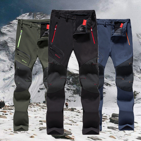 New Hiking pants man waterproof softshell winter Outdoor Trousers Sports Camping Trekking cycling ski fleece Pants Oversize 6XL ► Photo 1/6