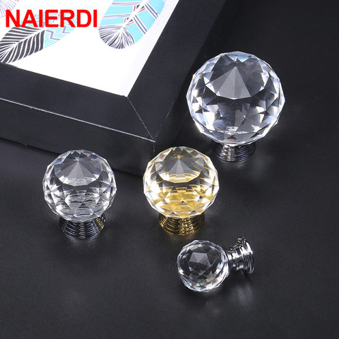 NAIERDI 20mm/30mm/40mm Round Diamond Crystal Glass Knobs Cupboard Pulls Colorful Drawer Knobs Cabinet Handles Furniture Handle ► Photo 1/6