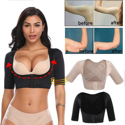 Miss Moly Women's Shapewear Tops Wear Your Own Bra Short Sleeve Slim Crop Top Shaper Body Arm Shape Underbust Black Beige S-2XL ► Photo 1/6