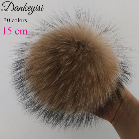 DANKEYISI Real Fur Pompoms Fur Raccoon Pom DIY Raccoon Fur Pom Poms Natural  Mink Fur Pompon For Hats Bags Shoes Skullies Beanies