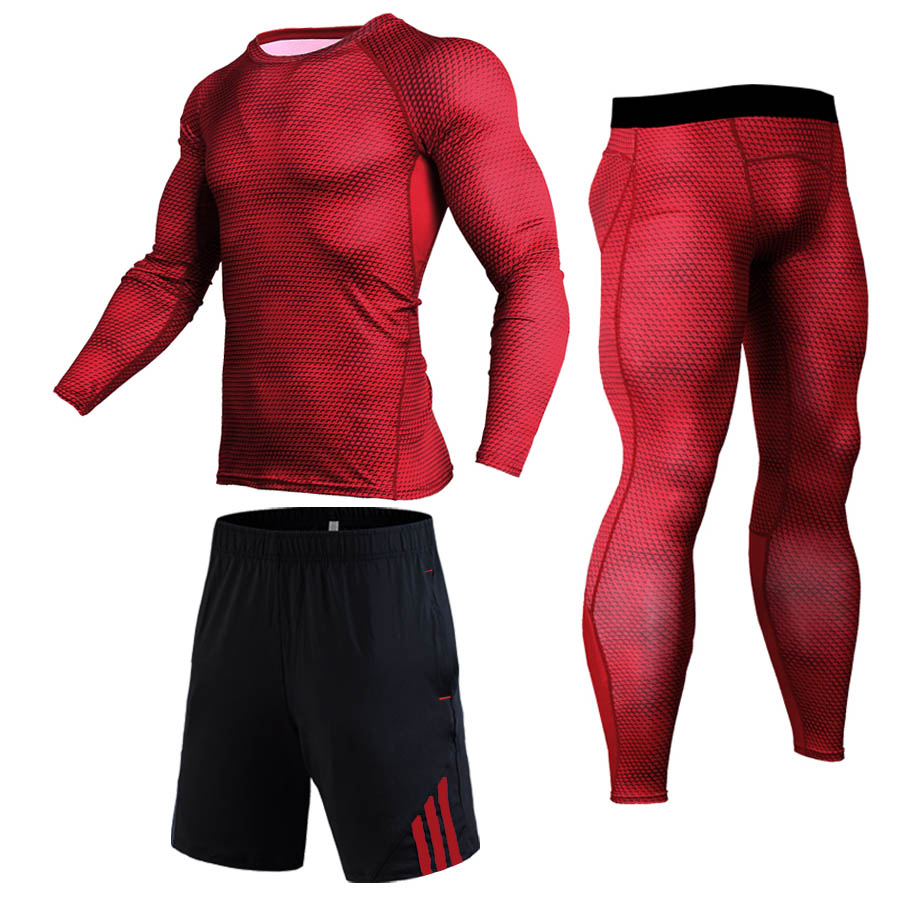 New 3D Compression Men's Sport Suits Quick Dry Running Set Clothes