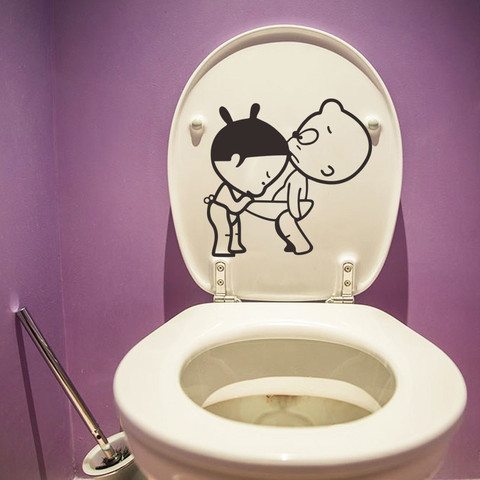 Funny Bathroom Decor Home Decoration Creative Toilet Stickers WC Kids Room 3D Wall Sticker ► Photo 1/3