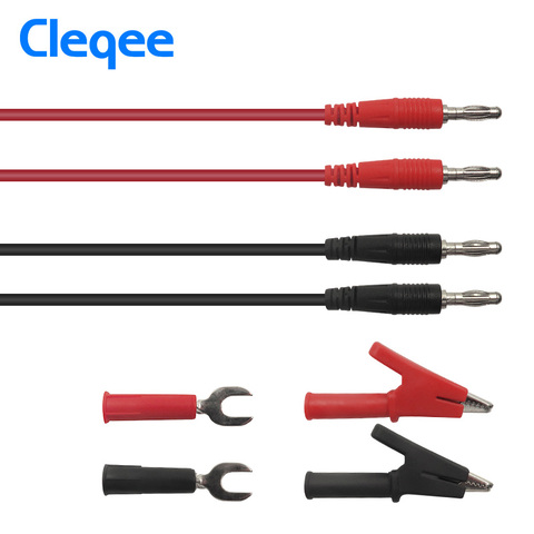 Cleqee P1041B 6-in-1 1M 4mm Banana to Banana Plug Test Lead kits Alligator Clip Clamps to 6mm U-type Plug Regulated power supply ► Photo 1/5