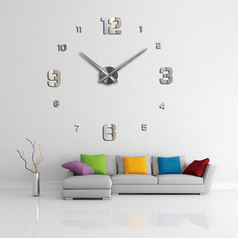 new fashion diy acrylic mirror wall clock europe 3d big quartz watch still life clocks living room home decoration stickers ► Photo 1/6