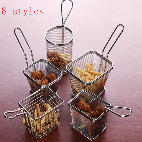 304 Stainless Steel Fry French Fries Basket Kitchen Tool Colander Mesh Basket Strainer Net Chips Chef Cooking Steam Rinse Strain ► Photo 1/1