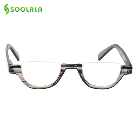 SOOLALA Flat Top Semi-Rimless Reading Glasses Women Men 2022 New Cheap Presbyopia Reading Glasses with Leather Case +1.0 to 4.0 ► Photo 1/6