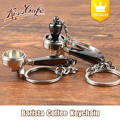 Creative Barista Coffee Tamper Keychain Coffee Machine Handle Moka Pitcher Keyring Portable Coffeeware Espresso Accessories Gift ► Photo 1/6