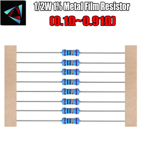 50pcs 1/2W 1% Metal film resistor 0.1 0.12 0.15 0.18 0.2 0.22 0.24 0.27 0.3 0.33 0.39 0.47 0.5 0.56 0.62 0.68 0.75 0.82 0.91 ohm ► Photo 1/2
