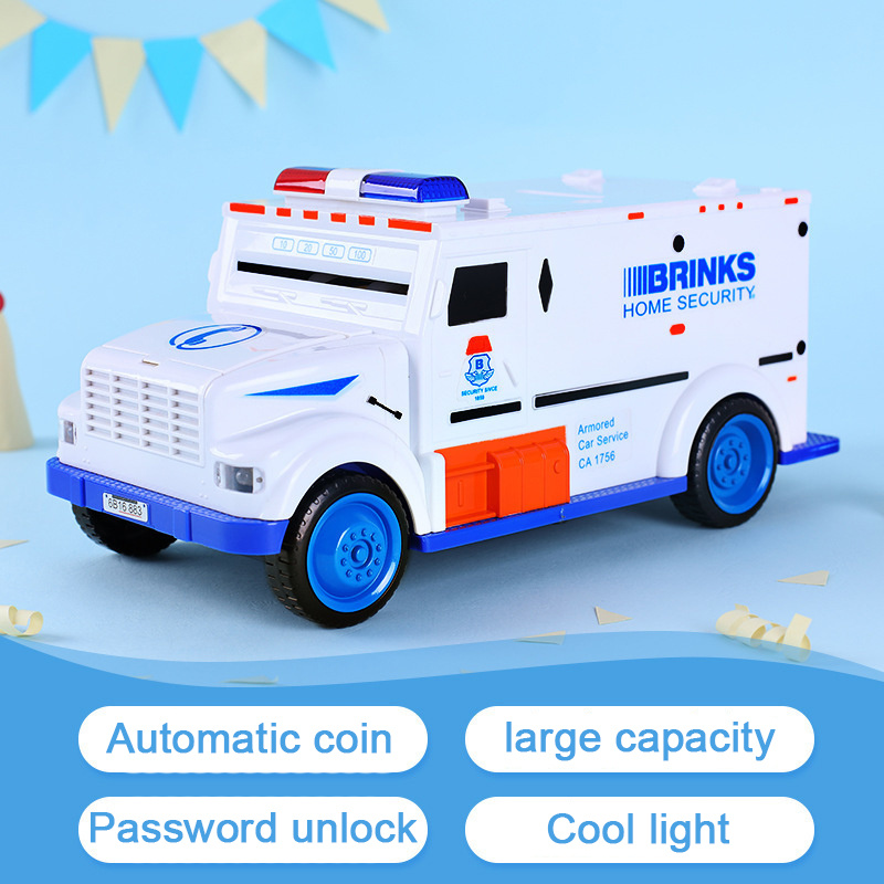 Safe Car Truck Shaped Piggy Bank Money Saving Box Plastic Password for Kids Toys 