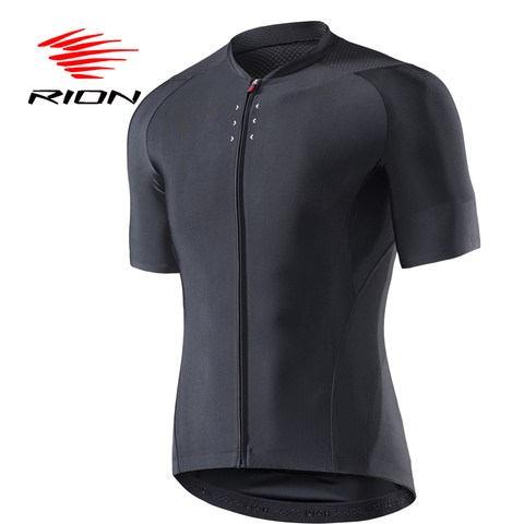 RION Cycling Men's Bike Black Reflective Jerseys Short Sleeves Summer Motocross Mountain Bike Downhill Racing Road Bicycle Tops ► Photo 1/5