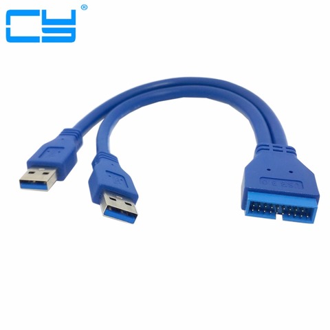 Desktop Computer usb 3.0 20 pin male to 2 usb a male cable Adapter Connector For Asus P7P55/USB3 Gigabyte Msi Onda Motherboard ► Photo 1/4