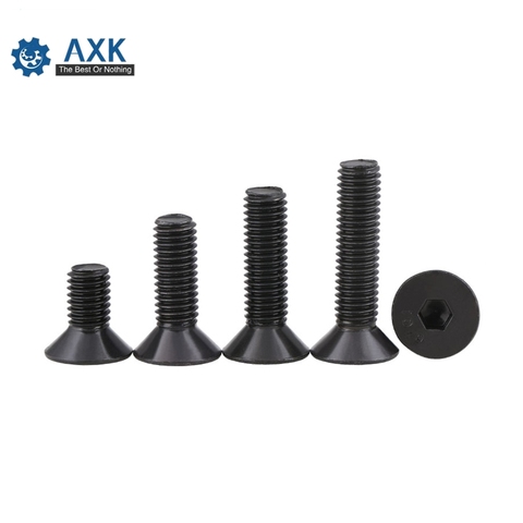 50pcs M2 M2.5 M3 M4 M5 M6 M8 mm flat head countersunk head black grade 10.9 Alloy Steel Hex Socket Head Cap Screw DIN7991 Screws ► Photo 1/6