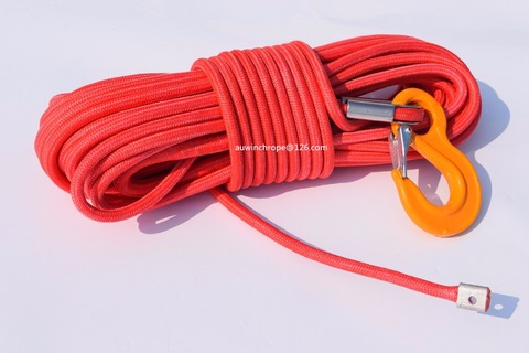 Red 12mm*30m UHMWPE core with UHMWPE jacket,Synthetic Winch Cable,Boat Winch Rope,Towing Ropes,Winch Line ► Photo 1/1