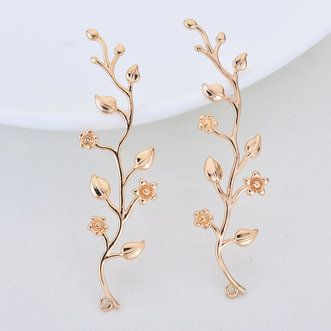 4PCS 16x55MM 24K Gold Color Plated Brass Flower Vine Pendants Charms High Quality Diy Jewelry Findings Accessories ► Photo 1/5