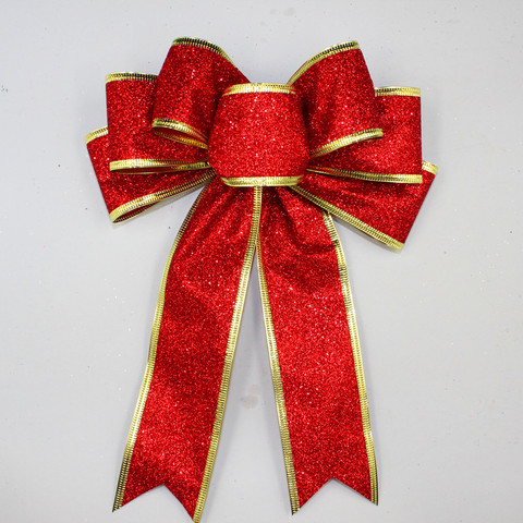 3 Color Large Red Silver Gold Sparkling Glitter Christmas Ribbon Bow Christmas Tree Decoration Handmade Christmas Ornament ► Photo 1/3