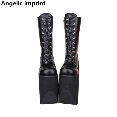 Angelic imprint mori girl Women punk motorcycle boots lady lolita Boots woman super high wedges heels pumps platform shoes 20cm ► Photo 1/1