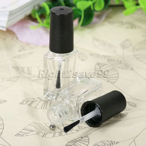 5pcs/lot 5ml Transparent Glass Nail Polish Bottle Empty With A Lid Brush Empty Cosmetic Containers Nail Glass Bottles with Brush ► Photo 1/6