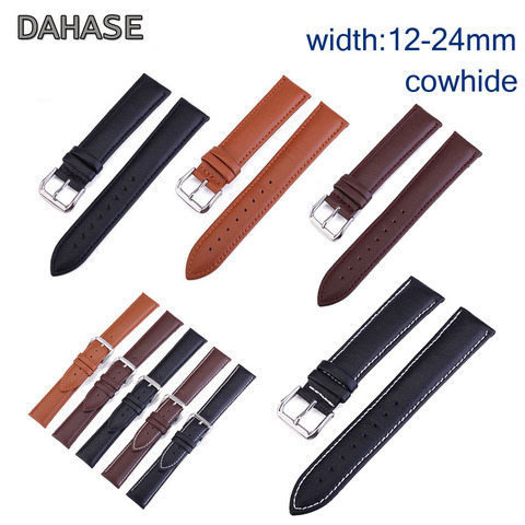 Genuine Leather Watch Band 10 12mm 13 14mm 15 16mm 17 18mm 19mm 20mm 21 22mm 24mm Cowhide Leather Watch Strap Replacement Belt ► Photo 1/6