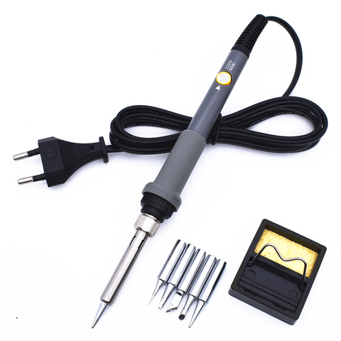 220V 60W Electrical Soldering Iron Kit Rework Welding Repair Gun Tool Adjustable Temperature EU Plug with Stand 5 Solder Tips ► Photo 1/6