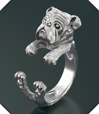newest wholesale punk English bulldog Ring free size hippie animal bulldog Ring jewelry for pet lovers ► Photo 1/6