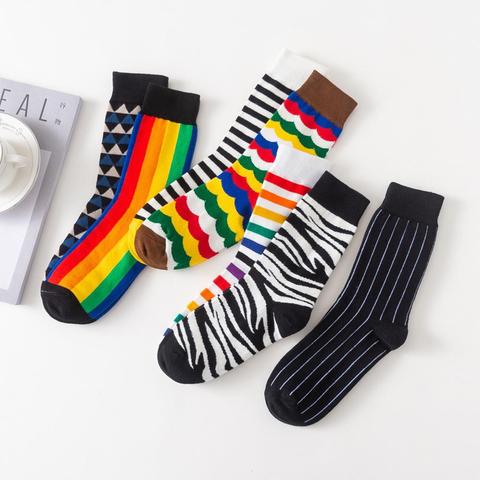 Japanese Cute rainbow Funny Socks Stripe zebra rhombus Socks Women Animal Harajuku Meias Calcetines Mujer Divertidos Sox ► Photo 1/6