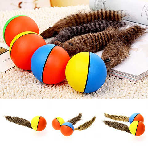 JX-LCLYL Funny Pet Dog Puppy Cat Motorized Rolling Ball with Weasel Appears Jump Toy ► Photo 1/6