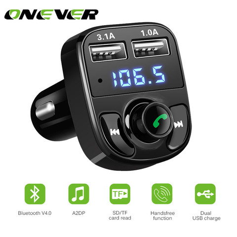 Onever 4.1A Dual USB Multifunction Car Bluetooth MP3 Player Wireless Handsfree FM Transmitter Modulator Car Kit USB Car Charger ► Photo 1/6