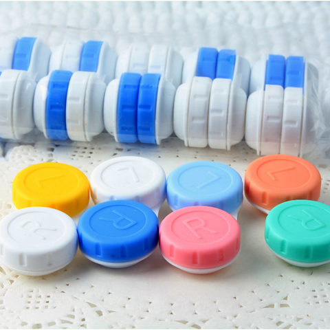 10 pcs lot  Colored Contact Lenses Case L+R Contact Lens Case for Eyes Contacts travel Kit Holder Lens Container ► Photo 1/3